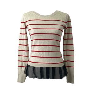 Princess Vera Wang Girls Medium Lightweight Sweater Shirt Off White Red Striped